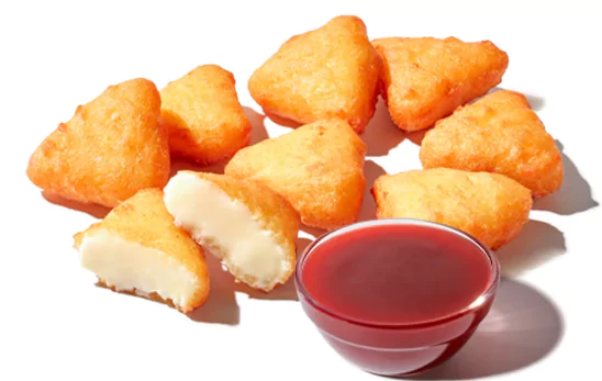 Fried Cheesecake Bites with Strawberry Sauce